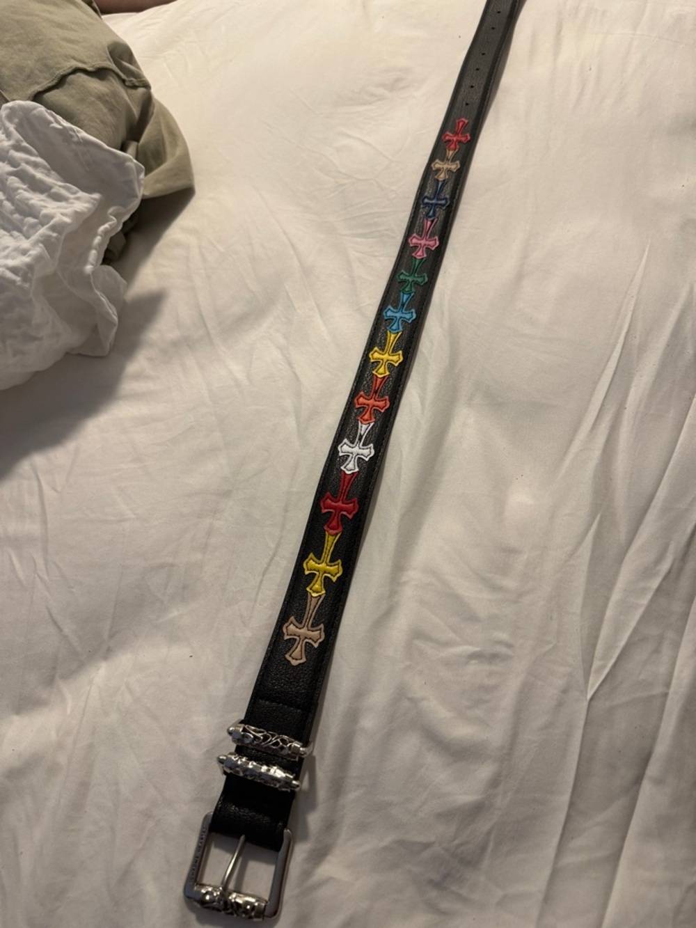 Chrome Heart Multi-Color Leather Cemetery, Cross Patch Roller Belt Rare/Grail